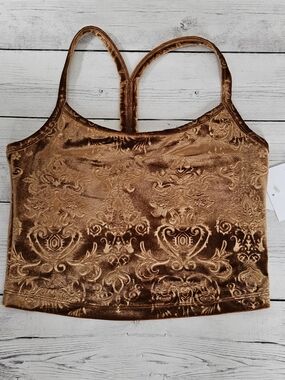 NWT Beyond Yoga Burnout Velvet Cropped Cami in Camel Brown M